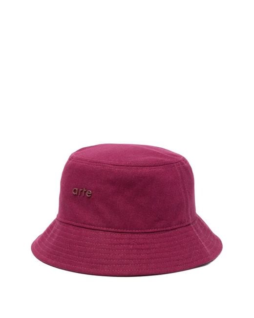 Arte' Purple Logo-Detail Bucket Hat for men