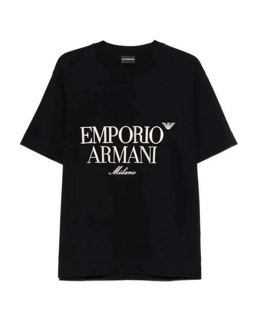 Emporio Armani Black Logo Cotton T-Shirt for men