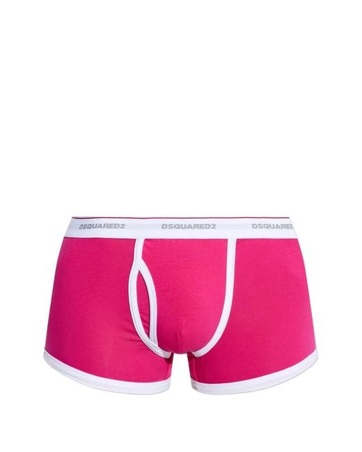 DSquared² Pink Logo-Waistband Contrast-Trim Boxers for men