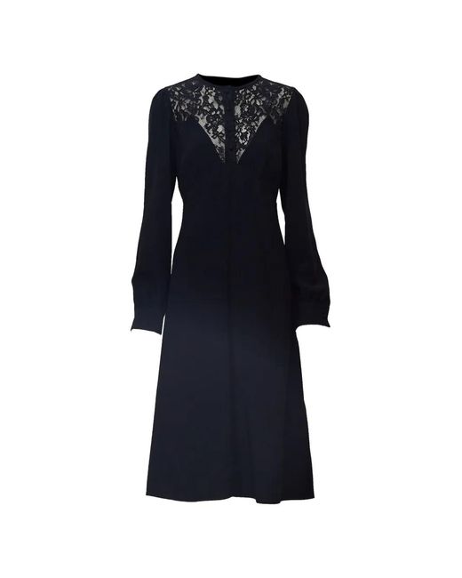 N°21 Blue Lace-Insert Long-Sleeve Midi Dress