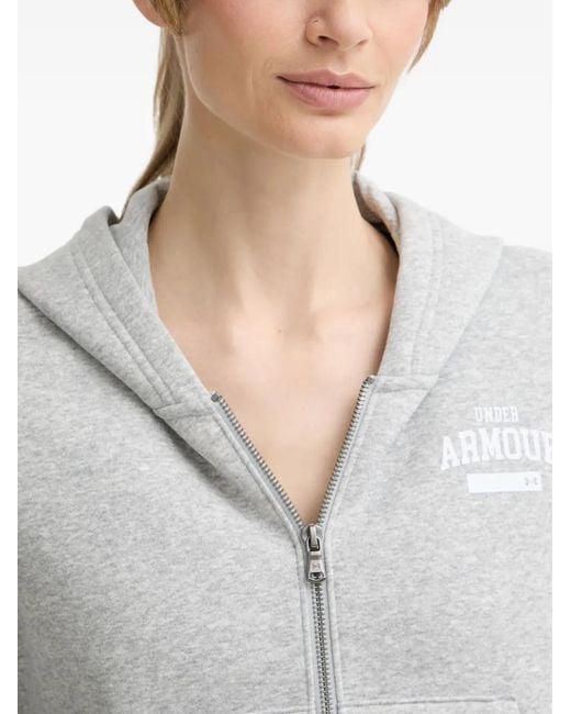 Under Armour Gray Logo-Print Zip-Up Hoodie