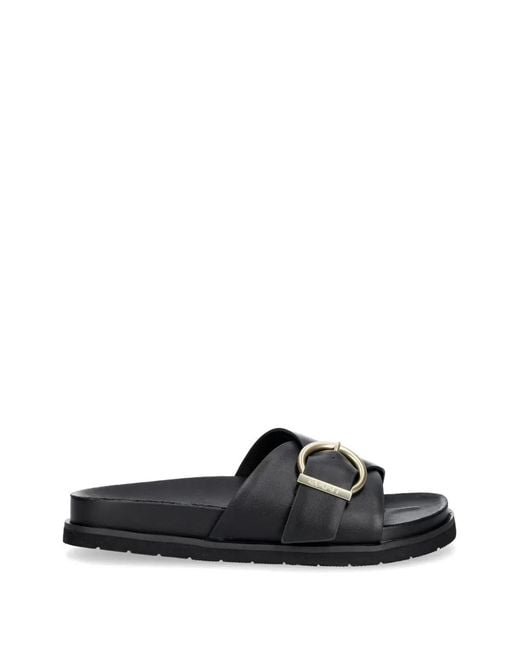 Gant Black Buckle-Detail Crossover Slides