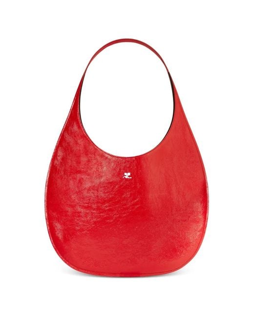 Courreges Red Logo-Plaque Tote Bag