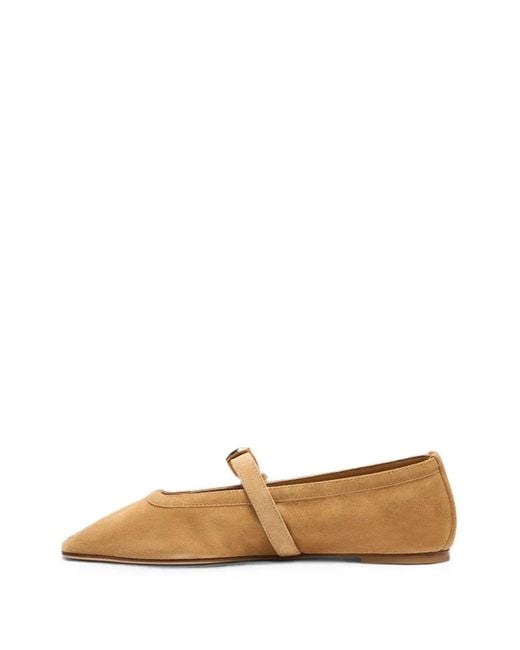 Stuart Weitzman White Sai Buckle-Detail Ballet Flats