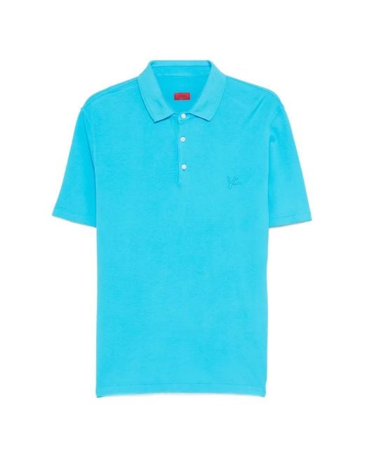 Isaia Blue Polo À Détails Brodés for men