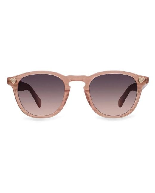 Garrett Leight Pink Round-Frame Sunglasses