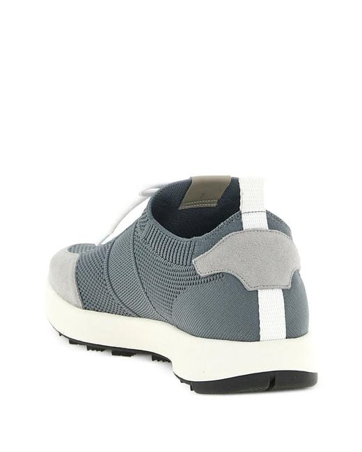 Kiton White Suede-Panelled Slip-On Sneakers for men