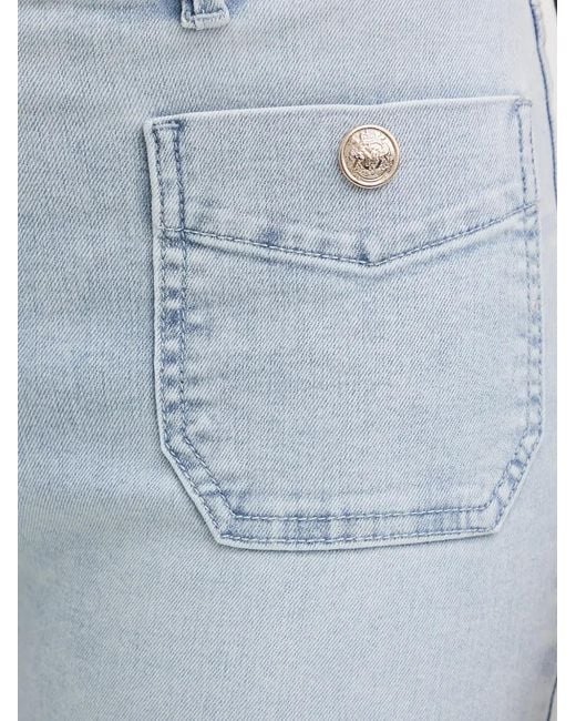 Morgan Blue Button-Detail Flared Jeans