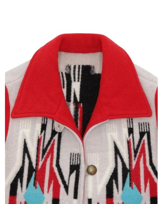 Fortela Red Patterned Button-Fastening Jacket