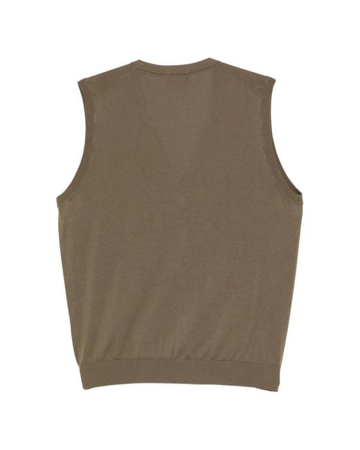 Drumohr Brown Button V-Neck Vest for men