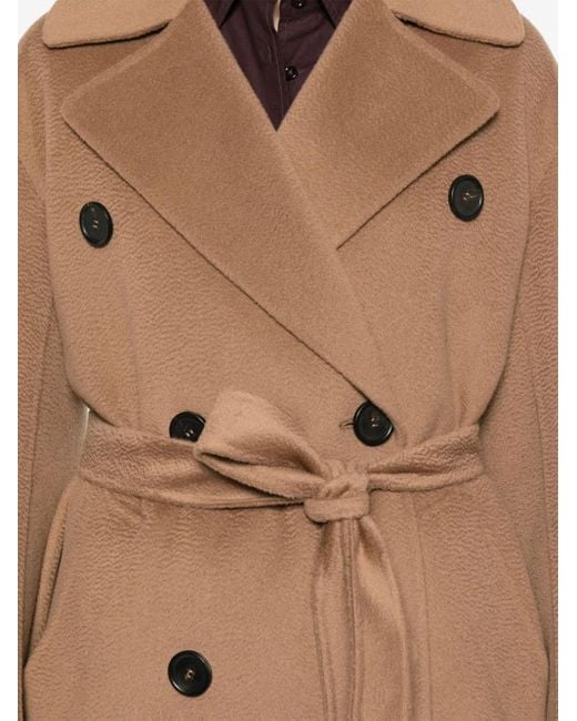 Max Mara Natural Double-Breasted Belted Coat