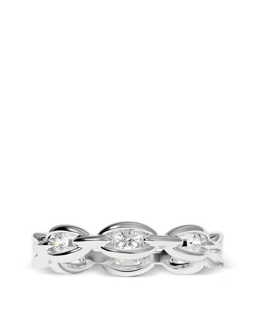 Apm Monaco White Crystal-Embellished Chain Ring