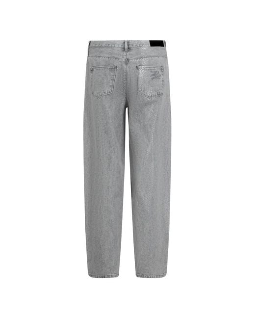 Karl Lagerfeld Gray Coated Python Barrel Jeans