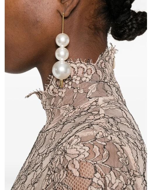 Valentino Garavani Natural Floral-Lace High-Neck Bodysuit