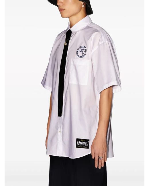Ambush White Logo-Embroidered Cotton Shirt for men
