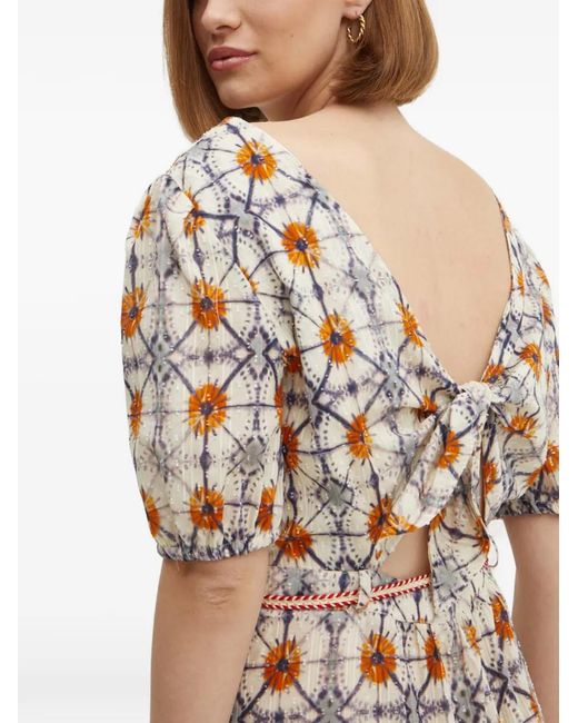 La Petite Francaise White Reconfort Printed Tie Midi Dress