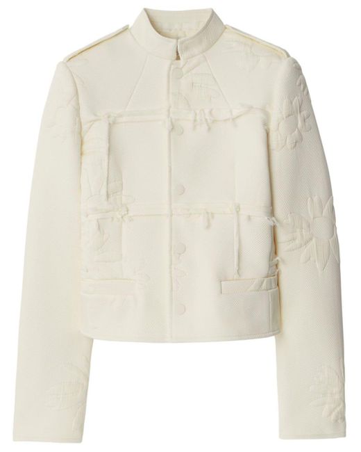 Burberry White Daisy Silk Blend Tailored Jacket
