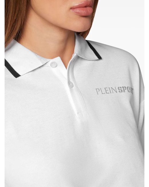 Philipp Plein White Logo-Print Cotton Polo Shirt