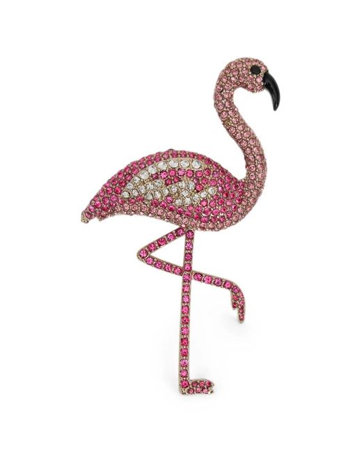 Weekend by Maxmara Pink Flamingo Rhinestone-Embellished Brooch
