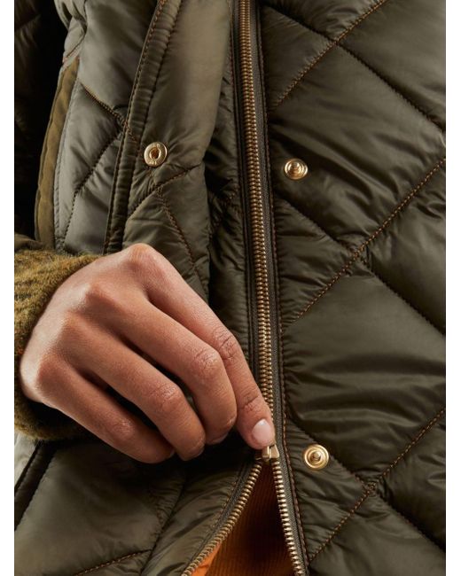 Fay Green Quilted Hooded Parka Jacket