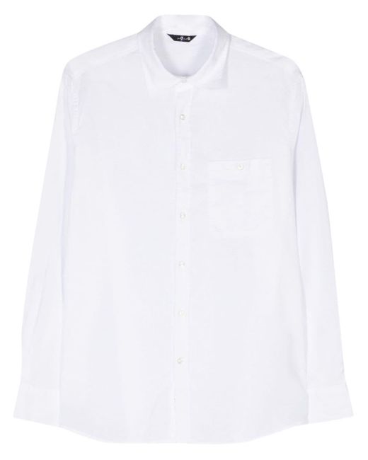 7 For All Mankind White Classic-collar Long-sleeve Shirt for men