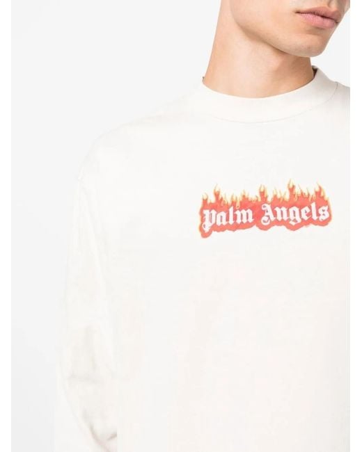 Palm Angels White Logo-Print Crew Neck Sweatshirt for men