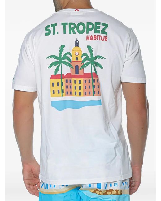 Mc2 Saint Barth White Portland Graphic-Print T-Shirt for men