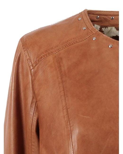 Bully Brown Stud-Embellished Leather Jacket