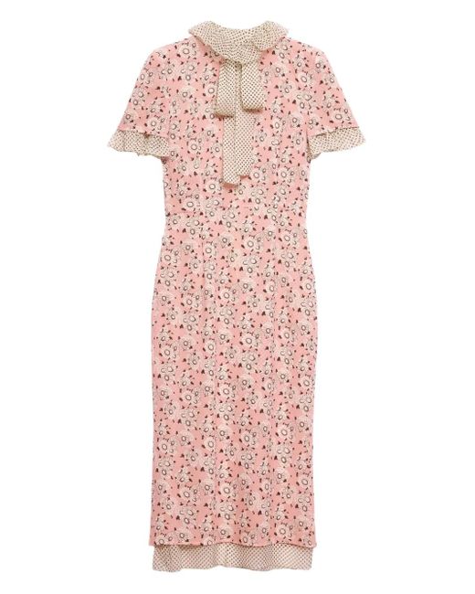 Prada Pink Georgette-Kleid mit Print