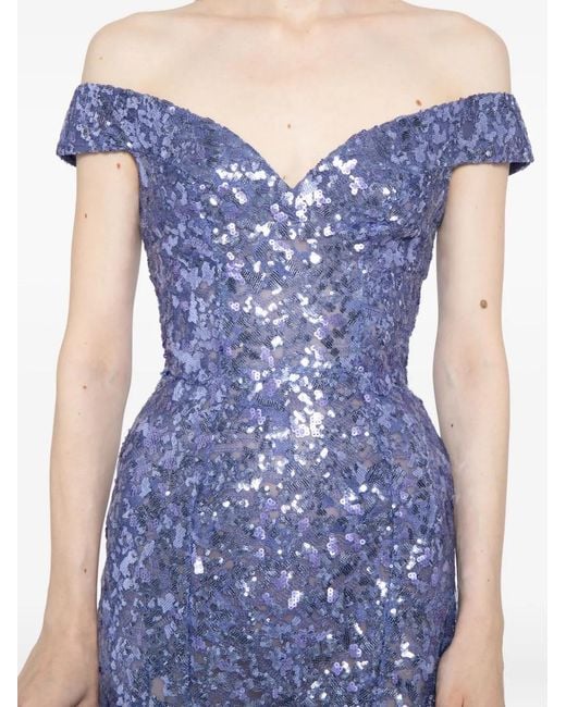 Saiid Kobeisy Purple Sleeveless Sequin Embellishment Dress