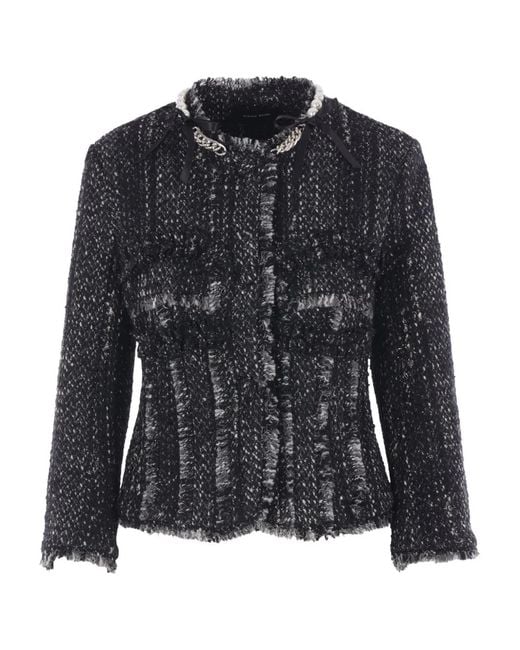 Simone Rocha Black Pearl-Chain Tweed Jacket