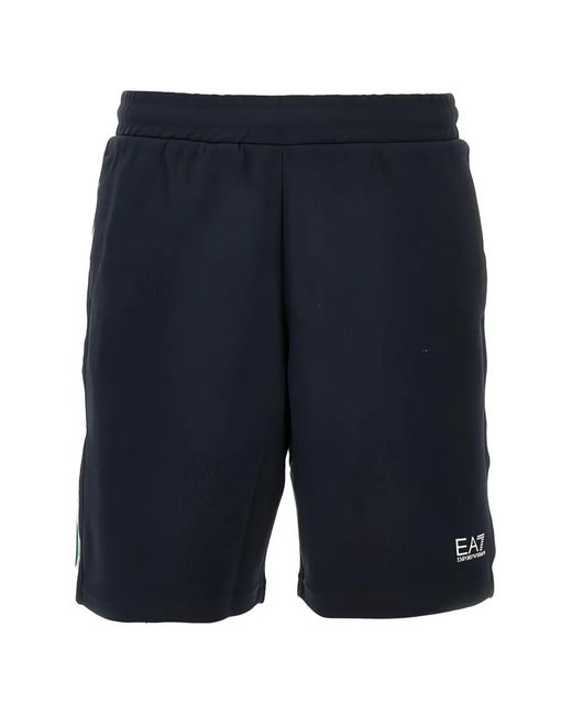 EA7 Blue Logo-Detail Shorts for men