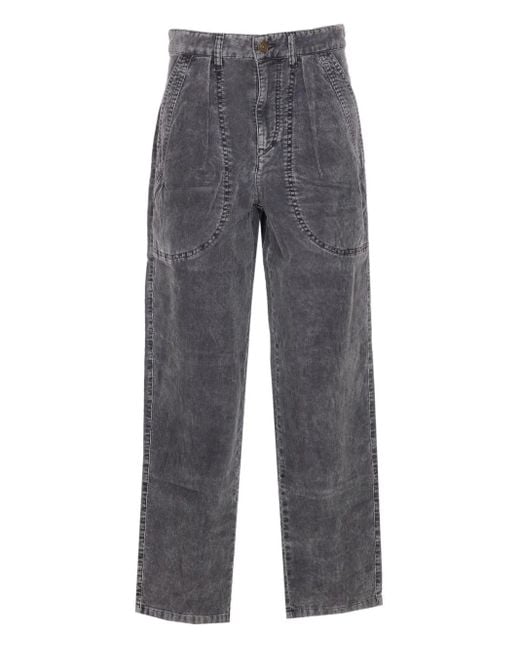 Isabel Marant Gray Onyta Patch-Pocket Corduroy Trousers