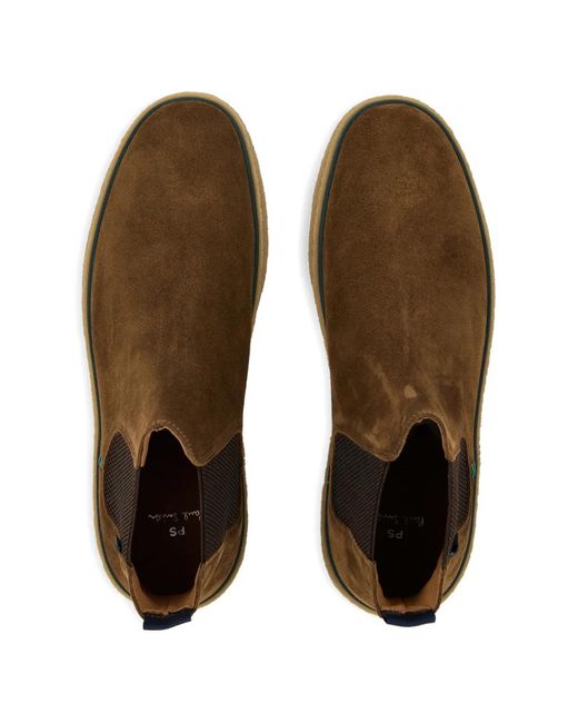 Paul Smith Brown Bash Elasticated-Panels Suede Boots for men