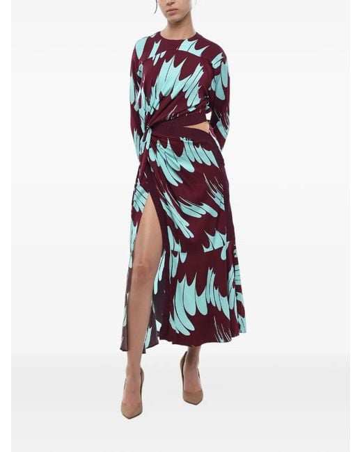 Stella McCartney Blue Printed Cut-Out Dress