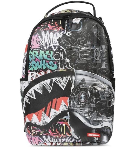 Sprayground Black Split Cybershark Dlxsv Backpack for men