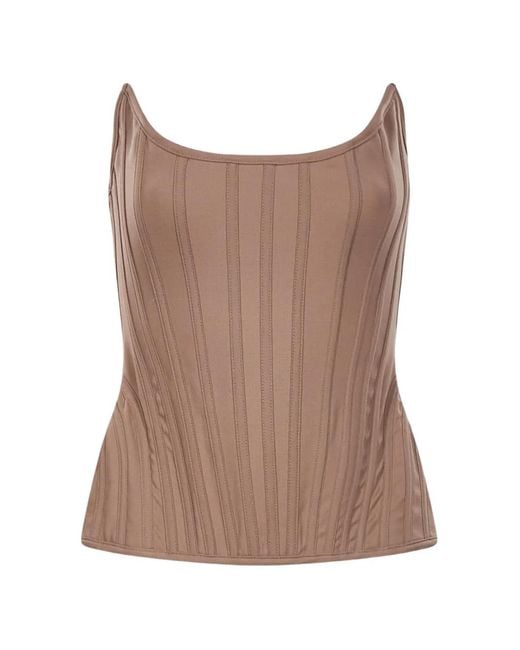 GIUSEPPE DI MORABITO Brown Panelled Corset Top