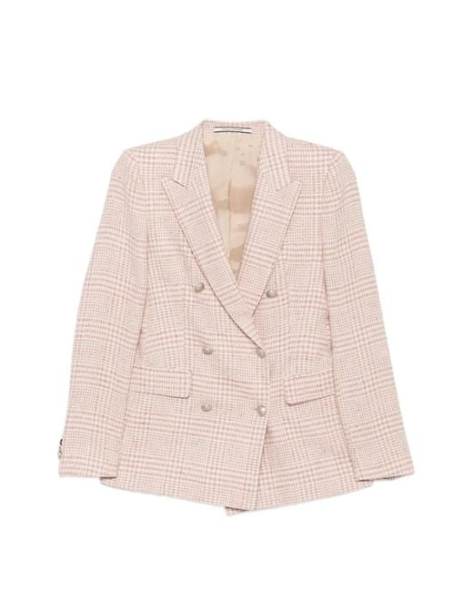 Tagliatore Pink Parigi Checked Double-Breasted Jacket