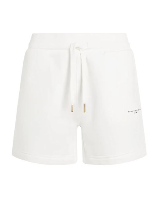 Tommy Hilfiger White Logo-Print Shorts