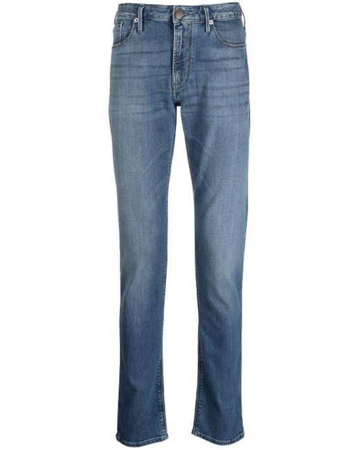 Emporio Armani Halbhohe Slim-Fit-Jeans in Blau für Herren | Lyst DE