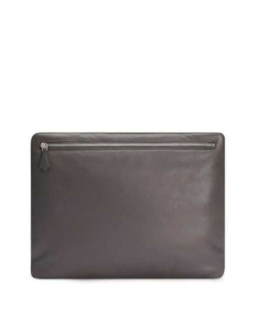 Dolce & Gabbana Pouch Bag Aus Kalbsnappaleder in Gray für Herren
