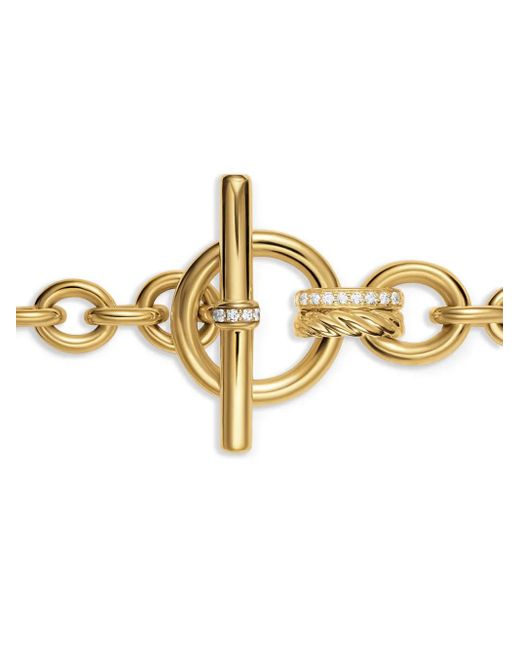 David Yurman Metallic 18K Dy Mercer Petite Toggle Chain Diamond Necklace