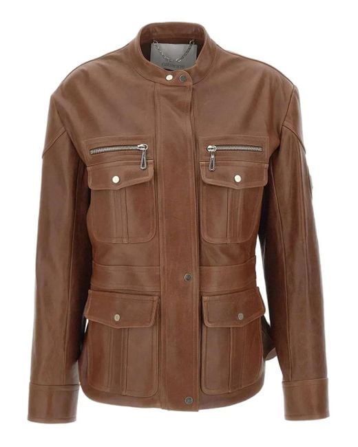 Rabanne Brown Multi-Pocket Leather Jacket