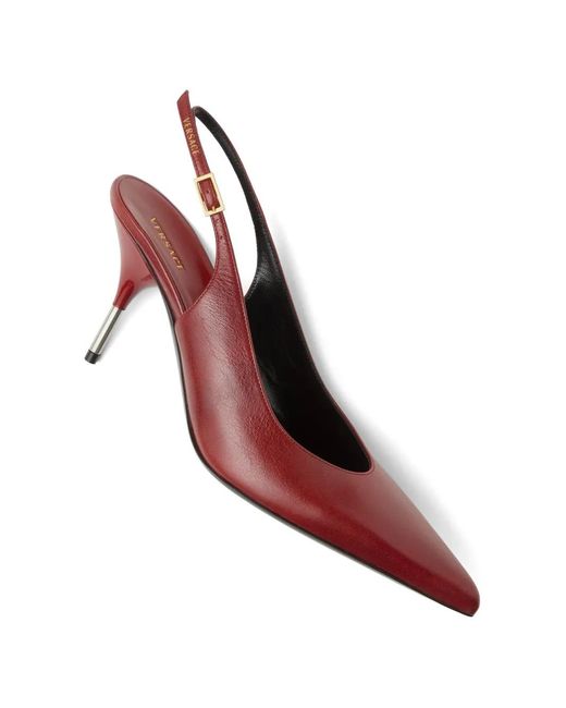 Versace Red Nyx Leather Slingbacks 80 Mm