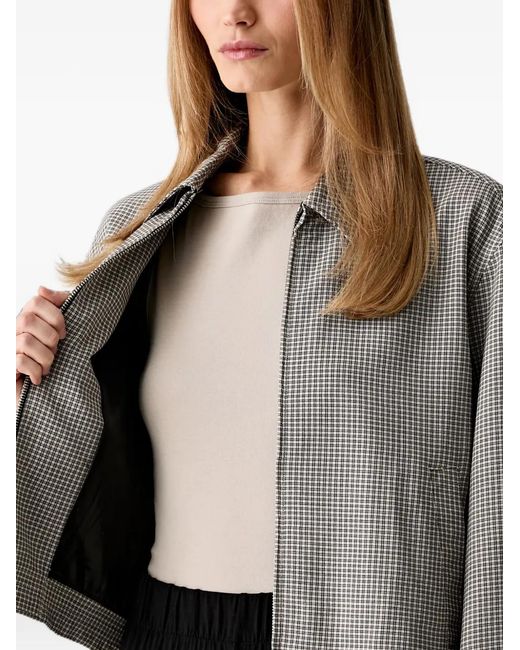Rag & Bone Gray Check-Pattern Draped-Panel Jacket