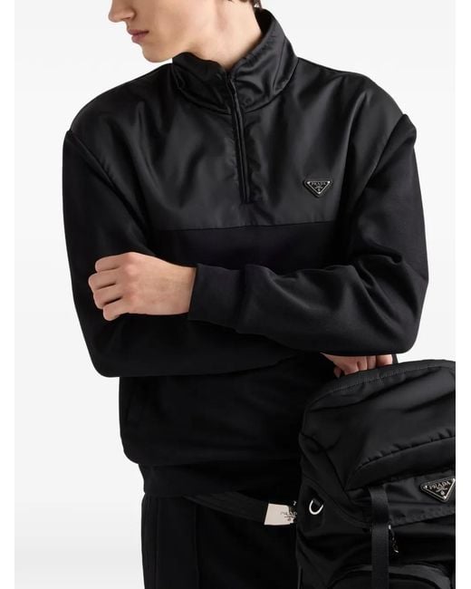 Prada Black Sweat Zippé À Plaque Logo for men