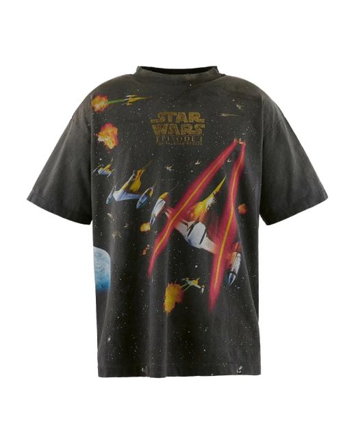SAINT Mxxxxxx Black X Star Wars Cotton T-Shirt for men
