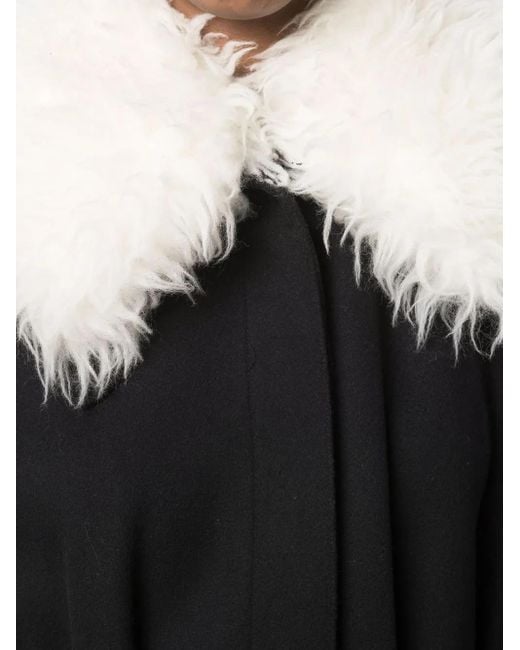 Stella McCartney Black Mantel Mit Faux-Fur-Kragen