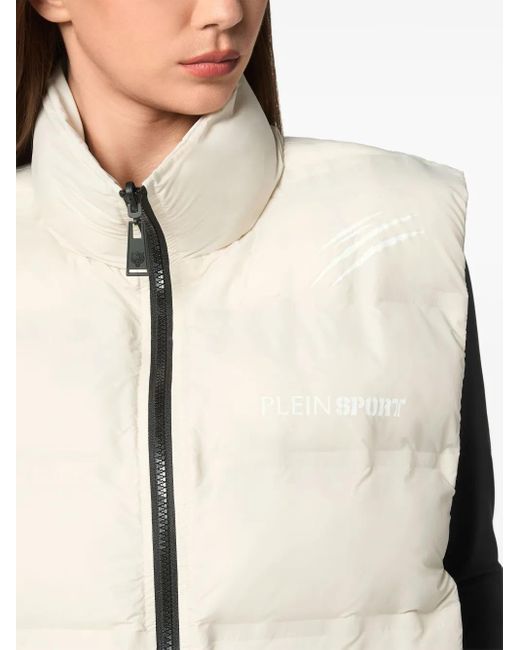 Philipp Plein Natural Scratch-Print Padded Vest