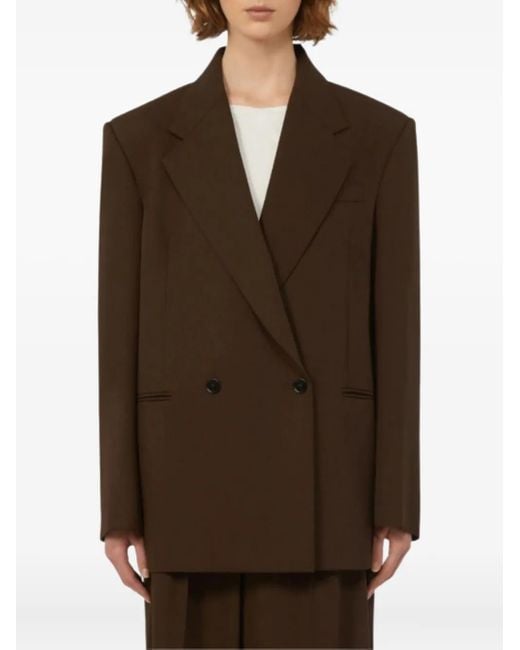 Weekend by Maxmara Brown Double-Breasted Wool Blazer